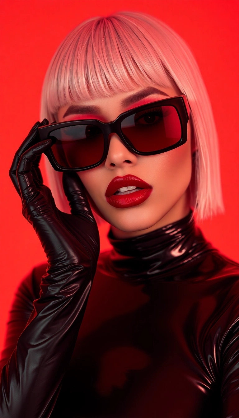 Best Exquisite Y2K Woman Fashion Model in Black and Red Phone Scenic Wallpaper